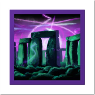 Stonehenge During a Mystical Lightning Storm Posters and Art